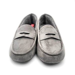 Zapatilla de casa tipo mocasin de algodón con borreguito interior