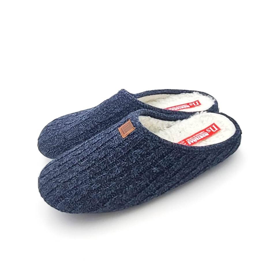 Zapatilla descalza para hombre en tejido de punto lana y con suela de goma antideslizante - Imagen 2