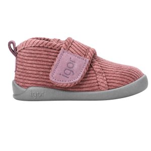 Zapatilla respetuosa para casa en algodon pana y velcro igor