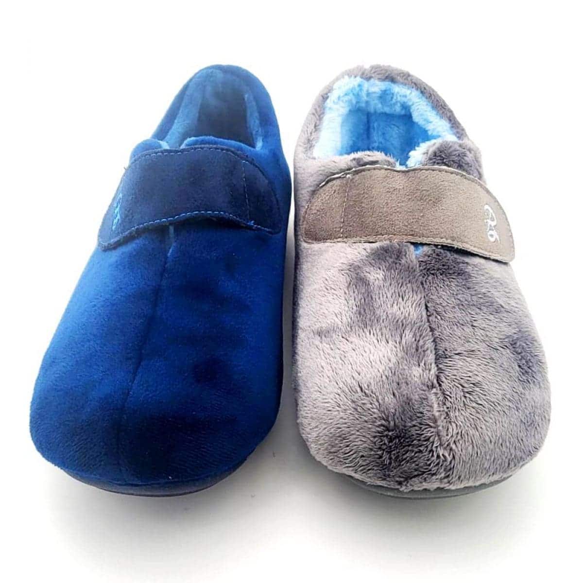 Zapatilla para casa en algodón natural con cierre de velcro . - Imagen 2