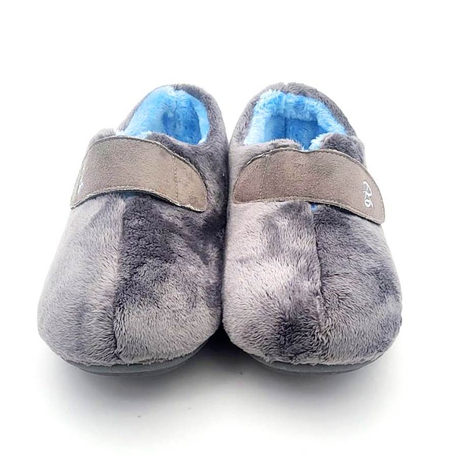 Zapatilla para casa en algodón natural con cierre de velcro . - Imagen 9
