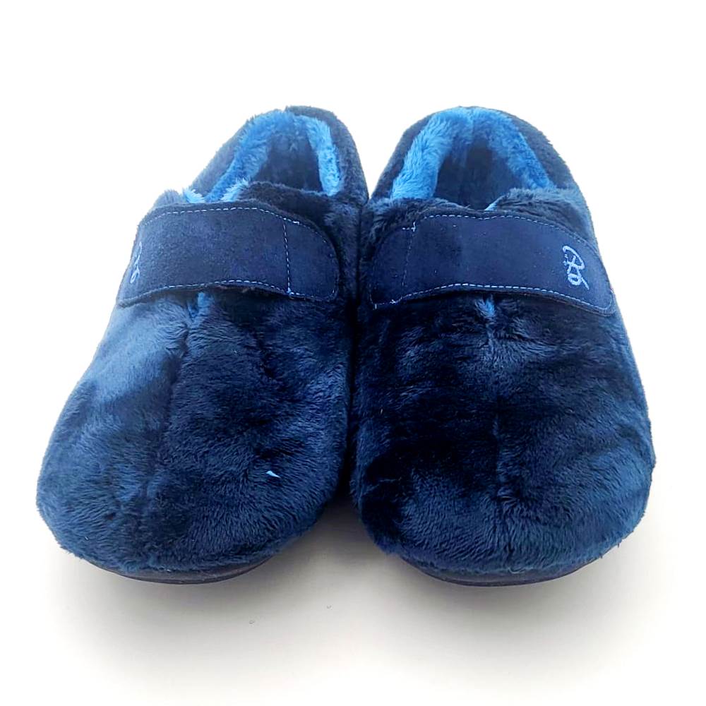 Zapatilla para casa en algodón natural con cierre de velcro . - Imagen 5