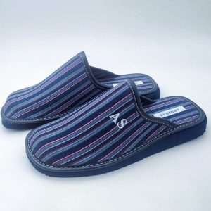Zapatilla De Casa De Rayas Con Suela Microporosa