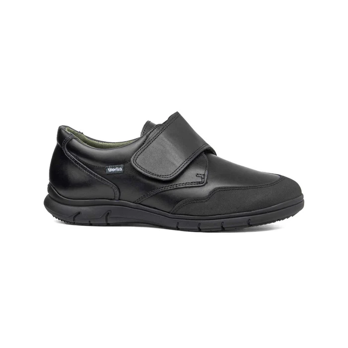 Zapato colegial en napa piel con puntera reforzada y con cierre de velcro y suela de goma antideslizante - Imagen 4