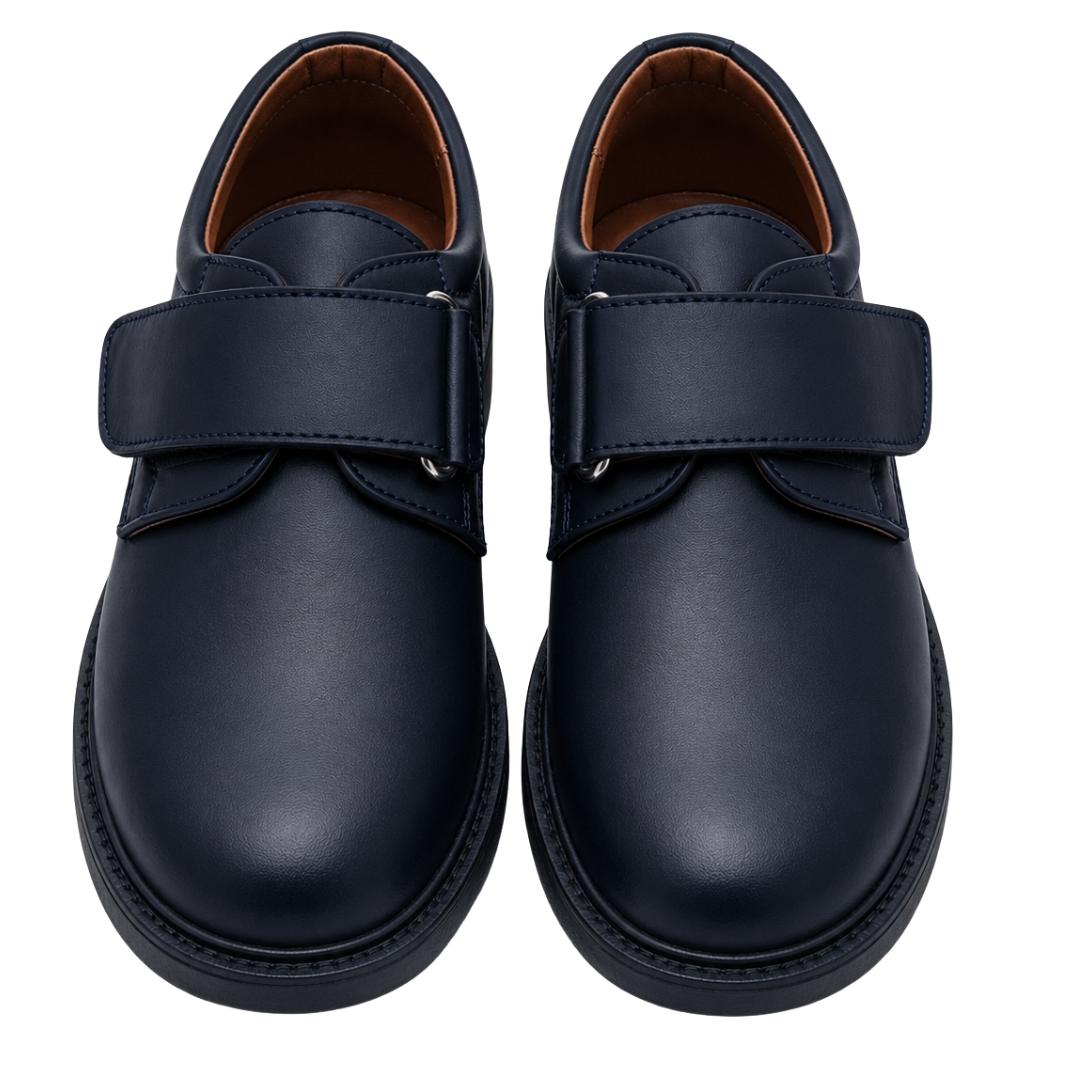 Zapato Colegial En Napa Piel Con Cierre De velcro Y Suela De Goma Gruesa Antideslizante - Imagen 7