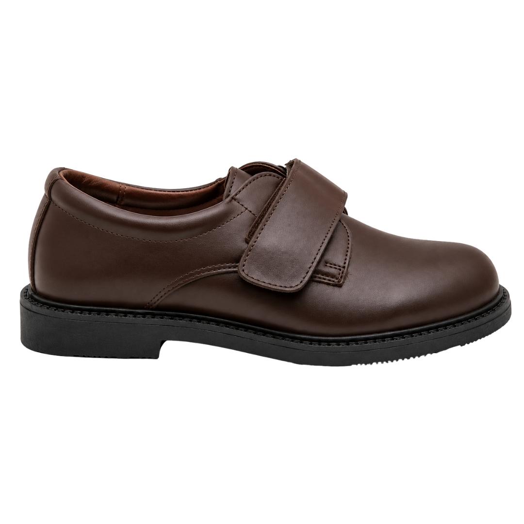 Zapato Colegial En Napa Piel Con Cierre De velcro Y Suela De Goma Gruesa Antideslizante - Imagen 4