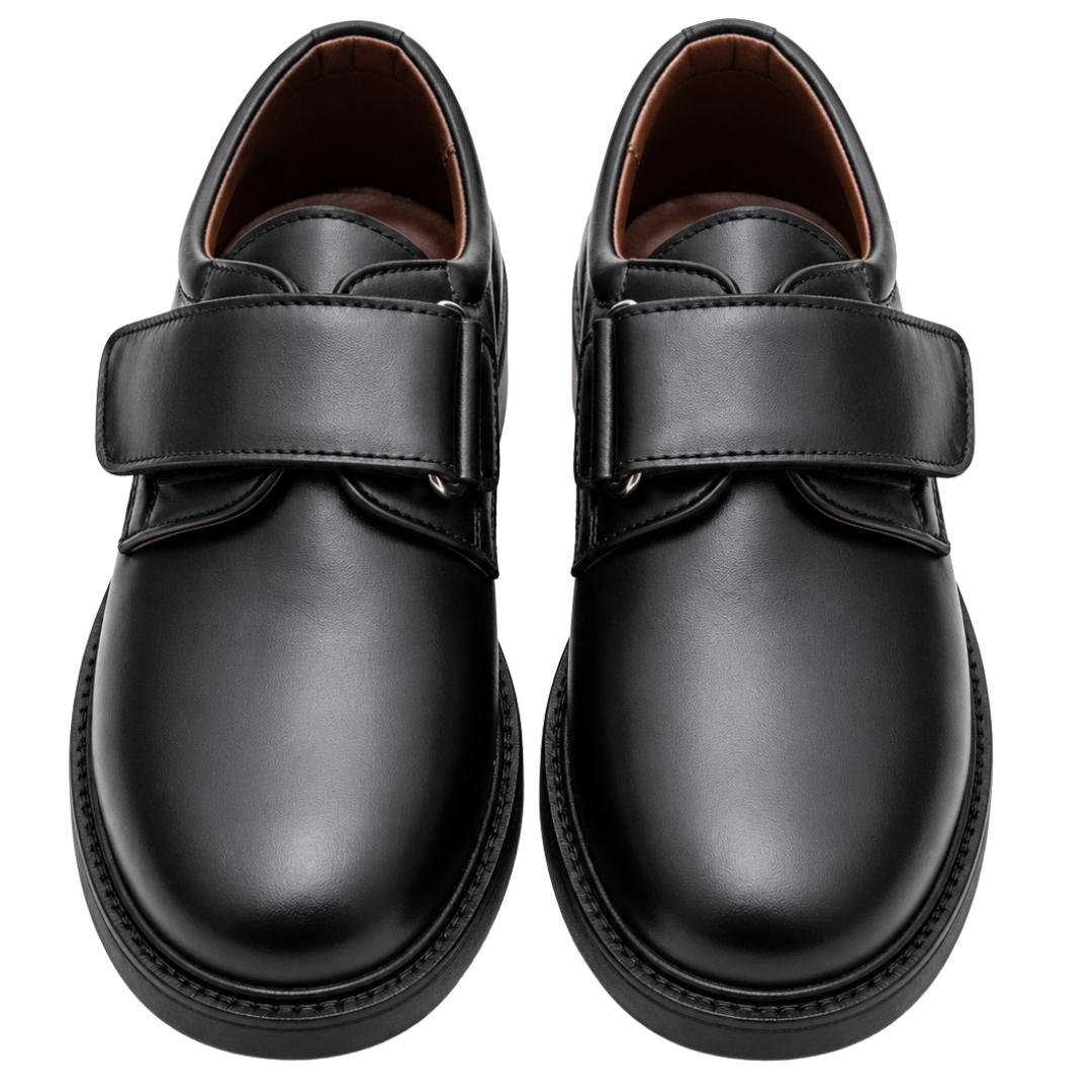Zapato Colegial En Napa Piel Con Cierre De velcro Y Suela De Goma Gruesa Antideslizante - Imagen 3