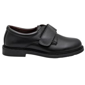Zapato Colegial En Napa Piel Con Cierre De velcro Y Suela De Goma Gruesa Antideslizante
