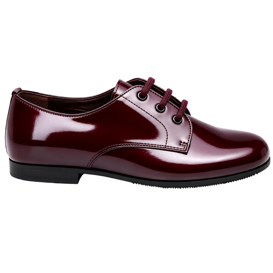 Zapato blucher inglés en piel con brillo y con cierre de cordones y suela de goma - Imagen 6