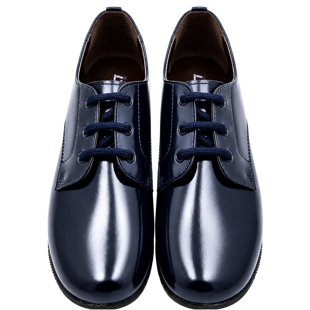 Zapato blucher inglés en piel con brillo y con cierre de cordones y suela de goma - Imagen 5
