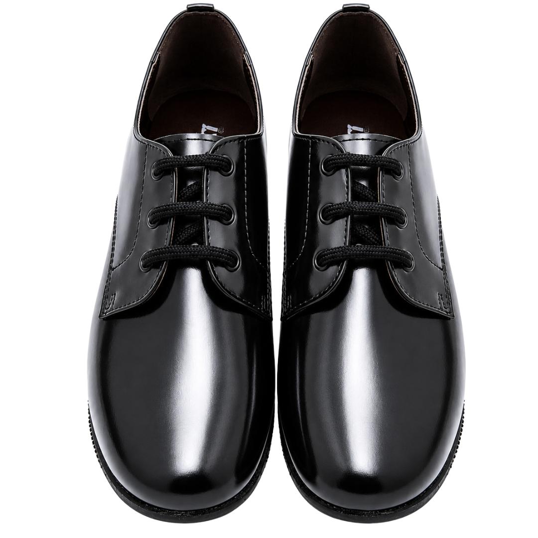 Zapato blucher inglés en piel con brillo y con cierre de cordones y suela de goma - Imagen 3
