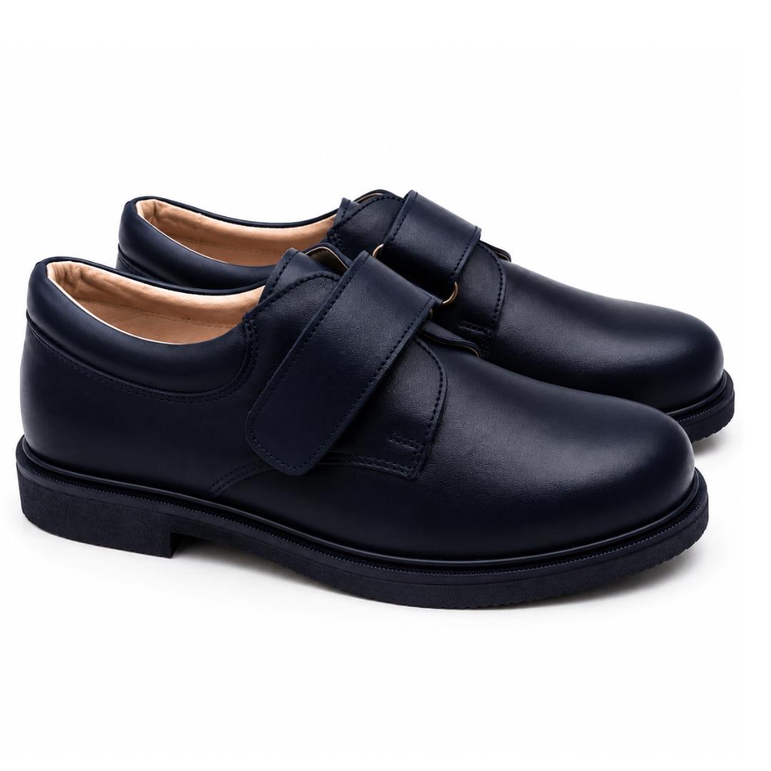 Zapato colegial en napa piel velcro de suela gruesa - Imagen 7