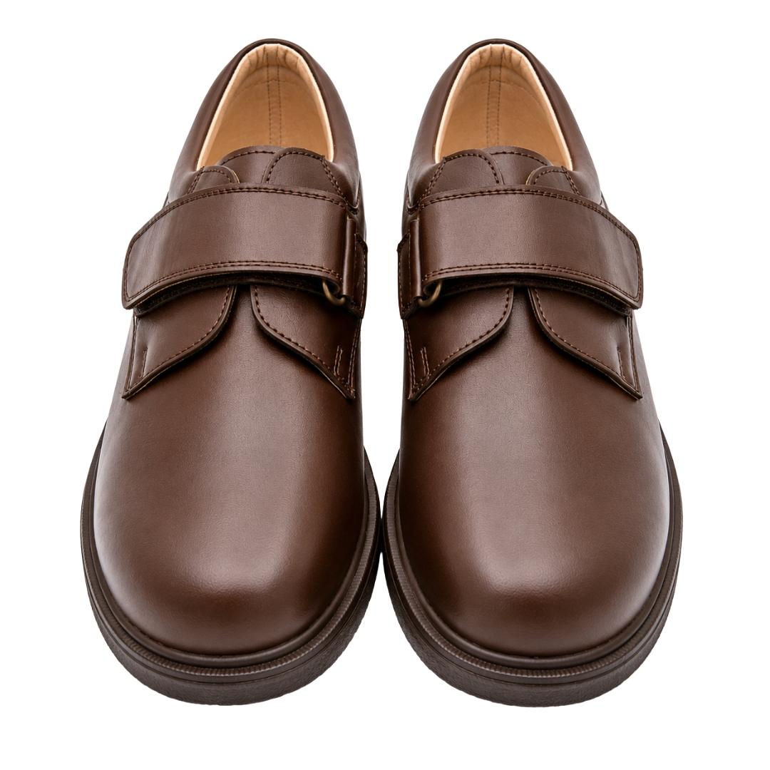 Zapato colegial en napa piel velcro de suela gruesa - Imagen 5