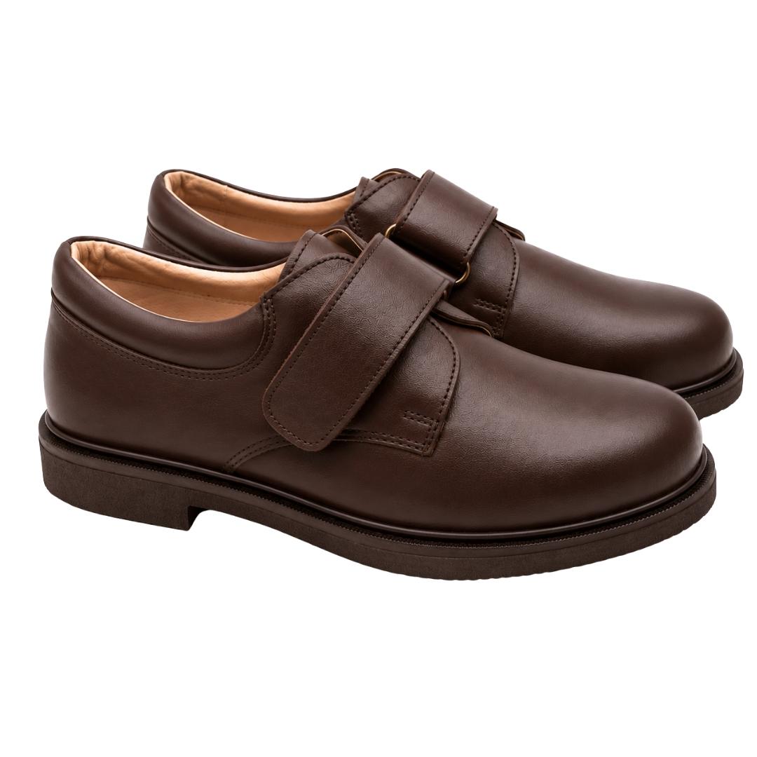 Zapato colegial en napa piel velcro de suela gruesa - Imagen 4