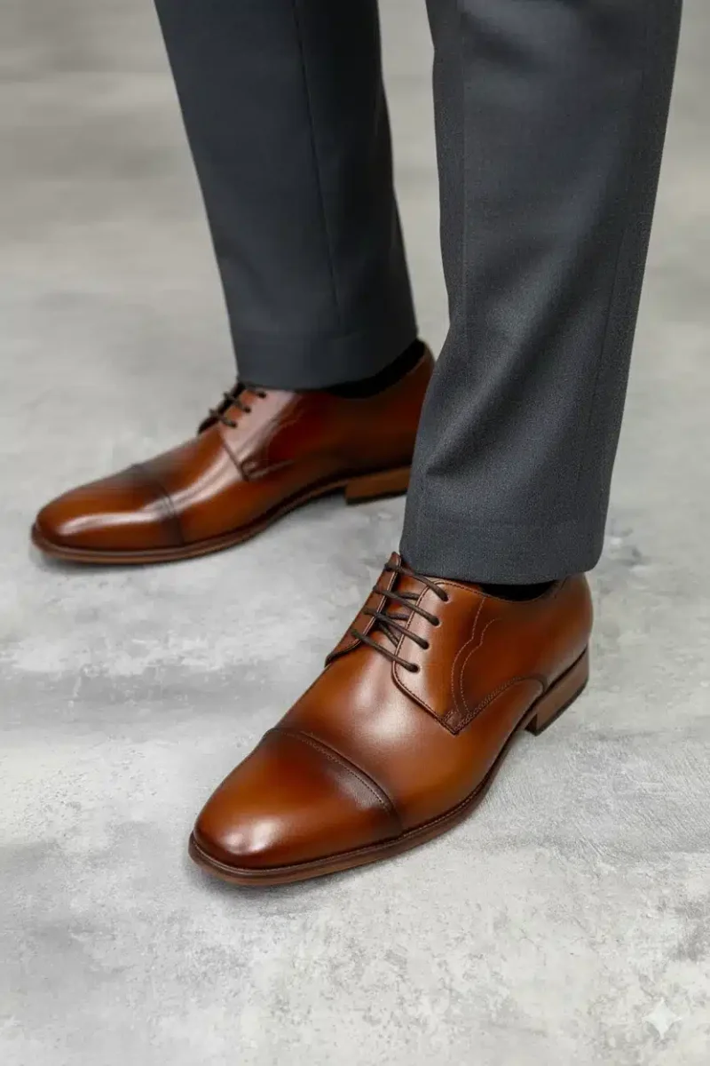 Zapatos Derby Marrones en Cuero - Imagen 2