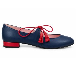 Zapato Mujer En Piel y En Ante Con Cordones Con Borlas