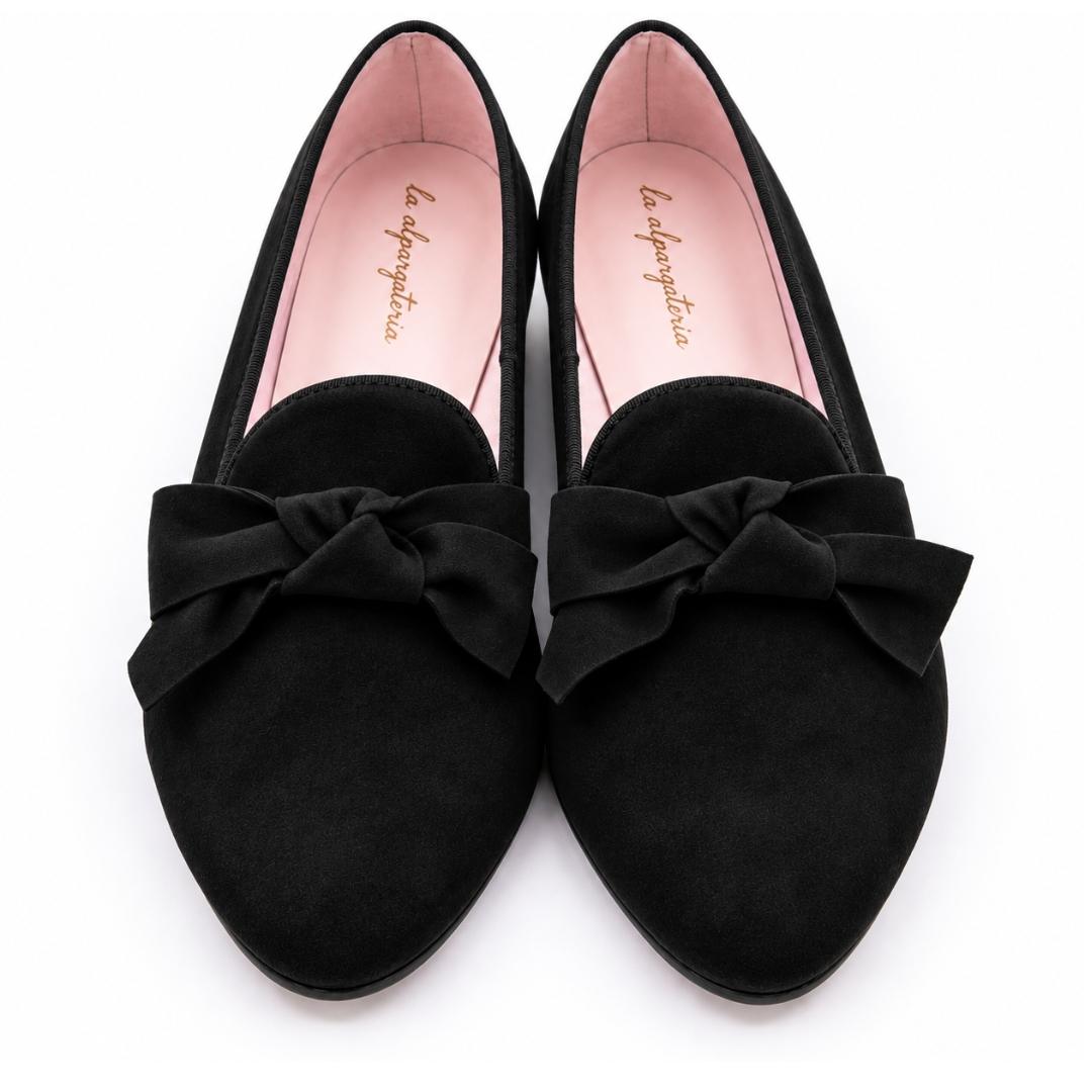 Zapato Slipper Clásico En Ante Piel Y Lazo - Imagen 6