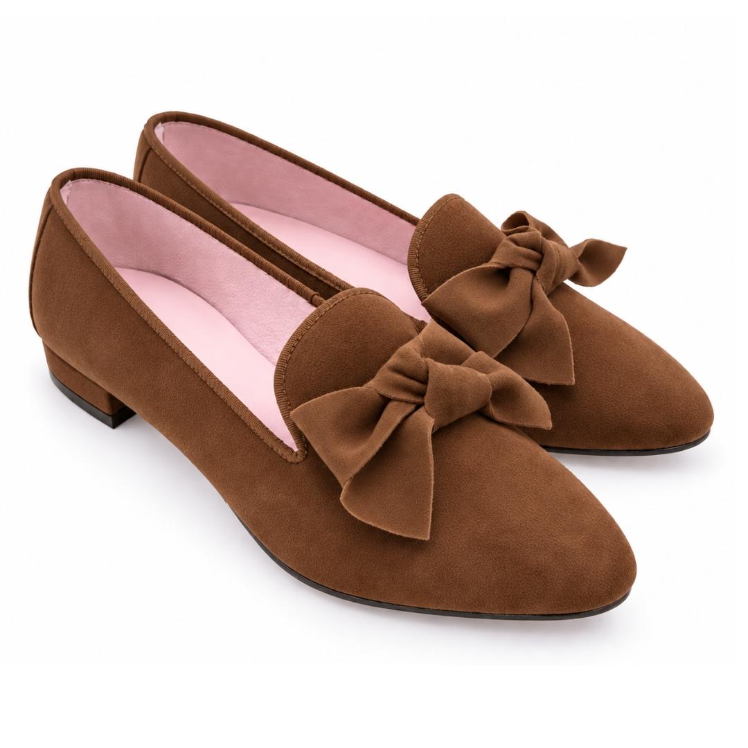 Zapato Slipper Clásico En Ante Piel Y Lazo - Imagen 4