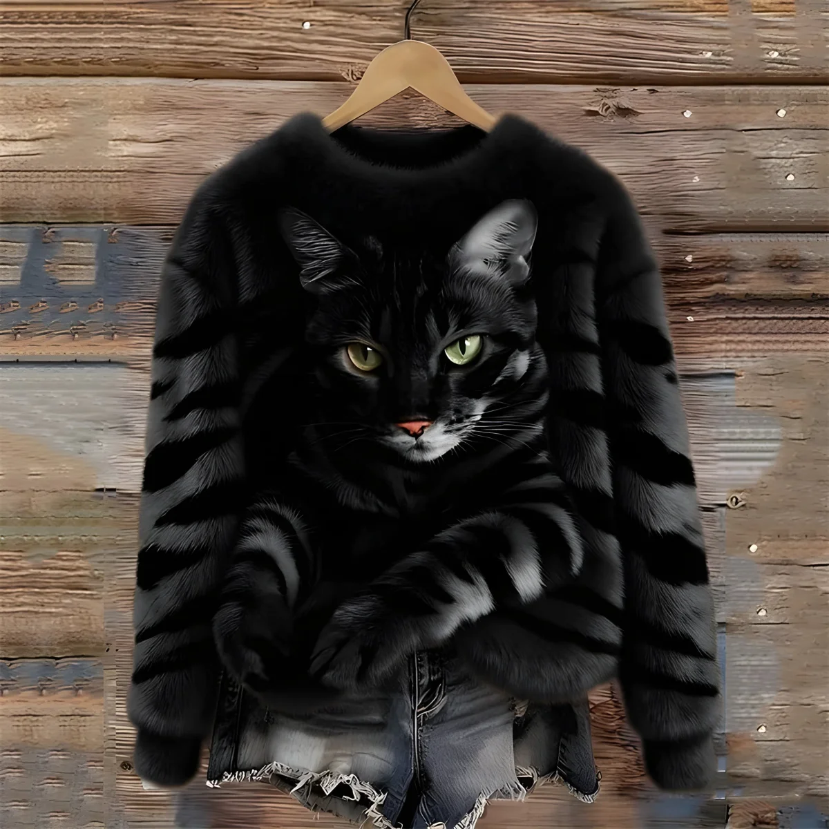 Cat - Suéter Cálido con Impresión de Gato - Imagen 4